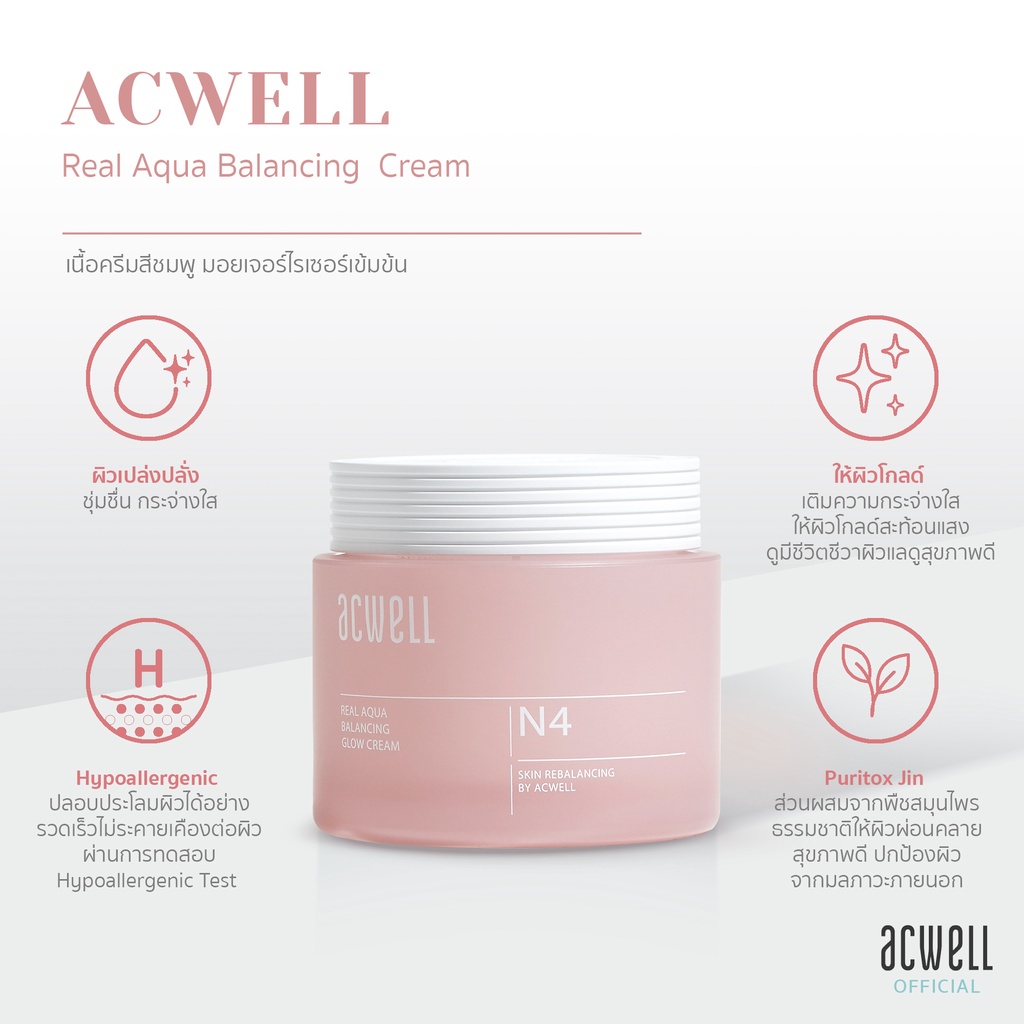 Acwell Real Aqua Balancing Glow Cream 50 ml.
