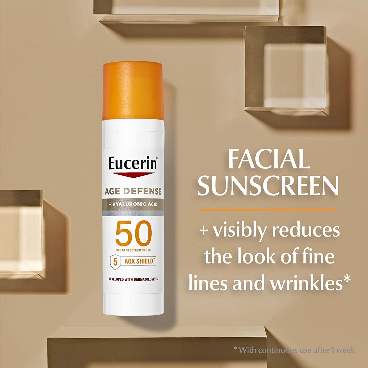 Eucerin Sun Age Defense SPF 50 Face Sunscreen Lotion with Hyaluronic Acid 75 ml.