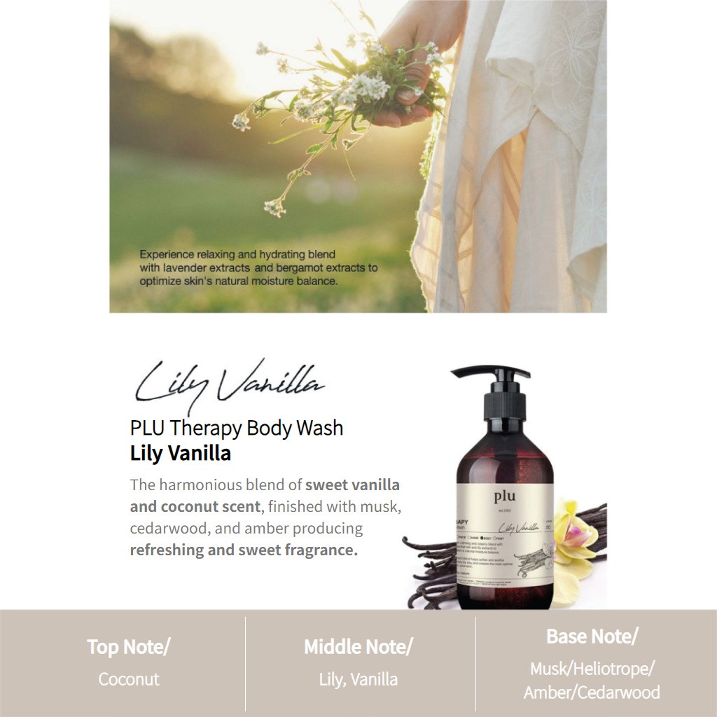 Plu Therapy Body Wash 500 g. #Lily Vanilla