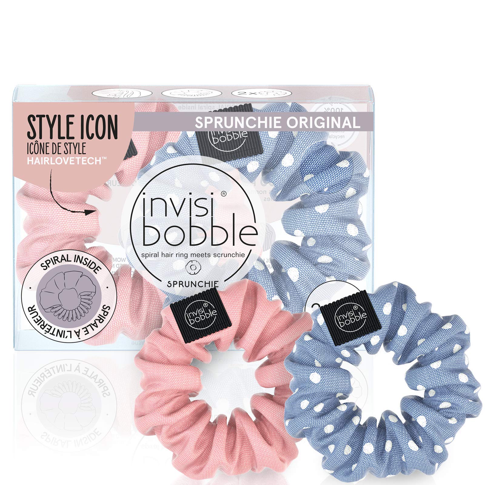 Invisibobble Sprunchie Spiral Hair Ring - Dot's It and No Morals, But Corals 2 Pack