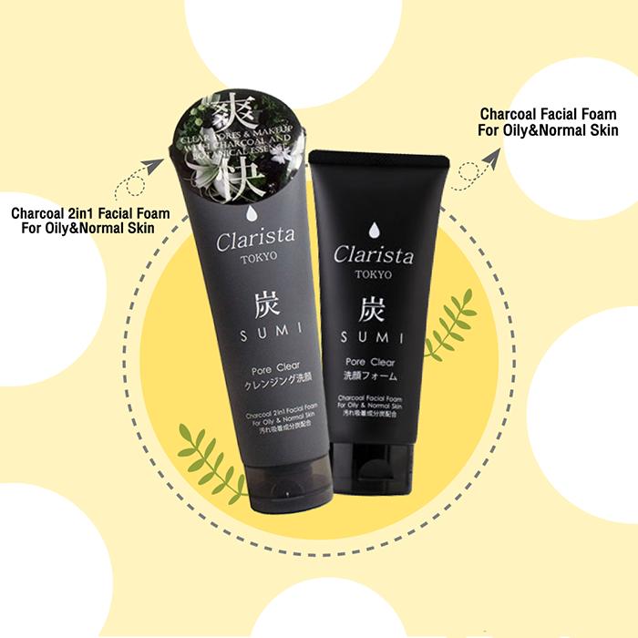 Clarista Tokyo Charcoal 2 in 1 Facial Foam for Oily & Normal Skin 160 g.