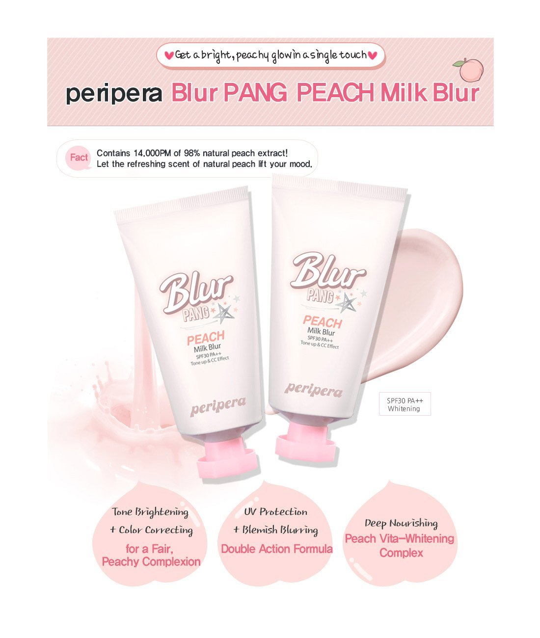 Peripera Blur Pang Peach Milk Blur SPF30 PA++