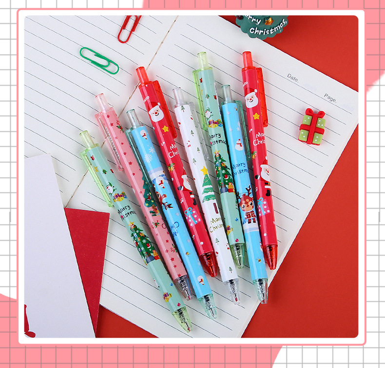 ⭐ปากกากด⭐เจลดำ ลายคริสต์มาส ไส้สีดำ 0.5📌เลือกลาย ด้ามละ 6 บาท ✔️พร้อมส่ง Ohwowshop เครื่องเขียน christmas ปากกา