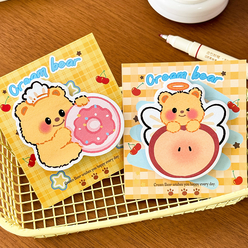 🧡กระดาษโน๊ตกาวในตัว sticky note🐻หมีเนย 30แผ่น🐻 กระดาษโน้ตน่ารัก พาสเทลสดใส ของใช้สุดคิ้วท์