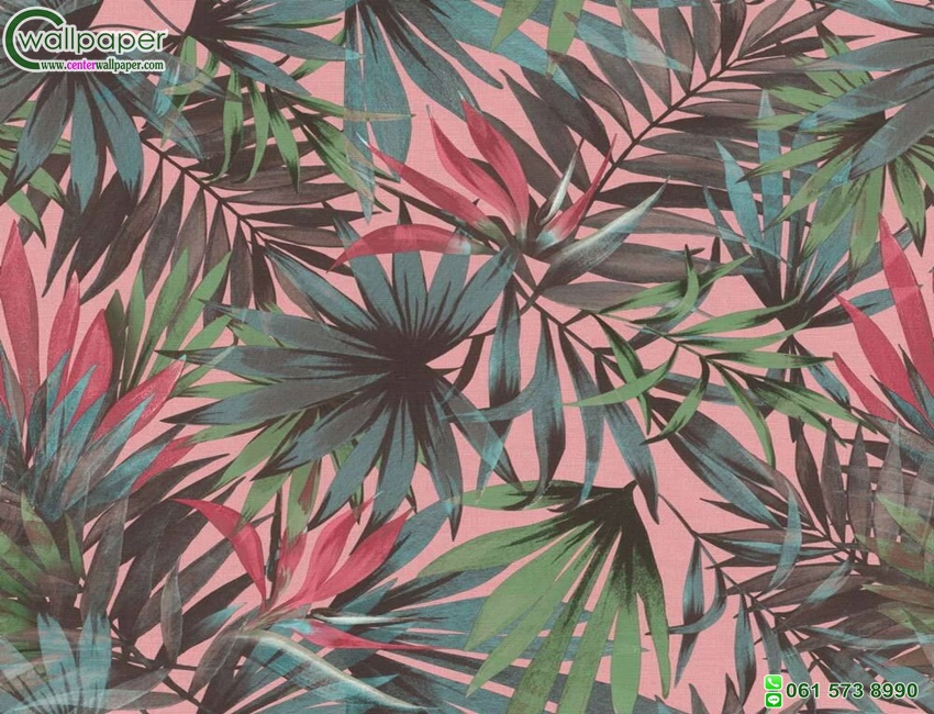 วอลเปเปอร์ติดผนังลายใบไม้ Tropical แท็กเจอร์นูน