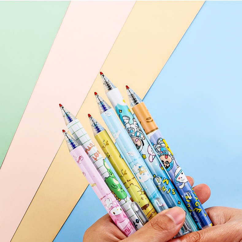 🌈ปากกากดลบได้🌈ลายการ์ตูน ไส้สีน้ำเงิน 0.5📌คละลายตามแบบ ด้ามละ 7 บาท ✔️พร้อมส่ง Ohwowshop ลบได้ ปากกาเจลลบได้ เครื่องเขียน