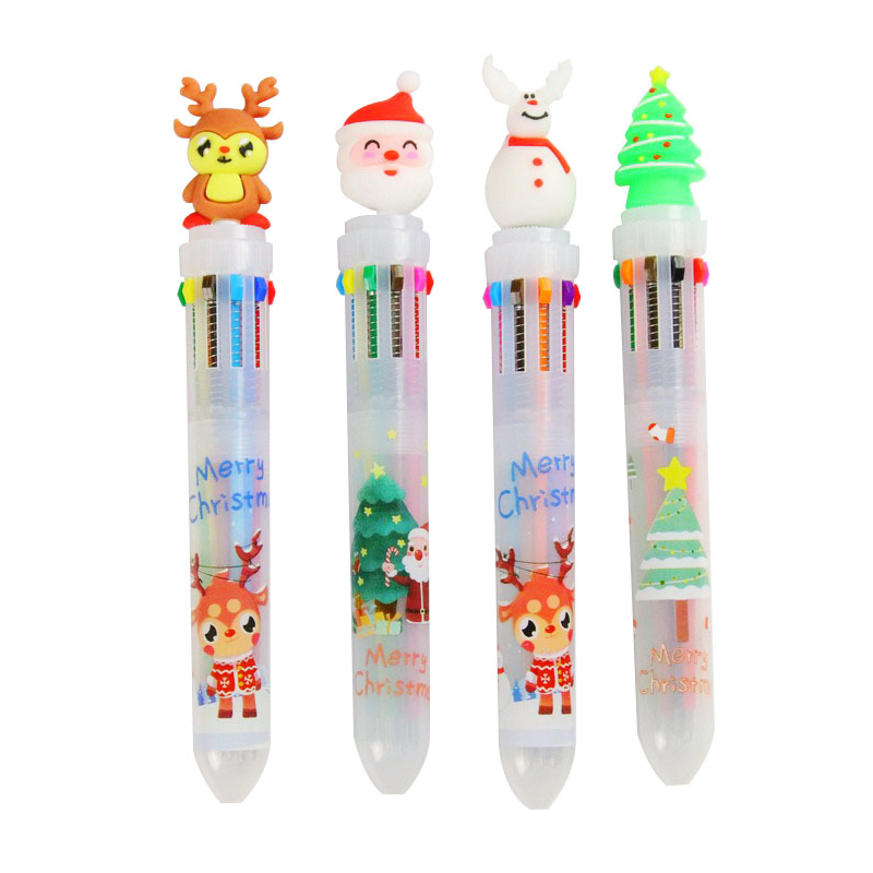 🌈🎄ปากกา 10 สี🎄🌈 ชุด V1 หัวการ์ตูน คริสต์มาสหลากสี ไส้ 0.5📌เลือกลาย ด้ามละ 12 บาท✔️พร้อมส่ง Ohwowshop ปากกากด ปากกาลายการ์ตูน ปากกาลูกลื่น