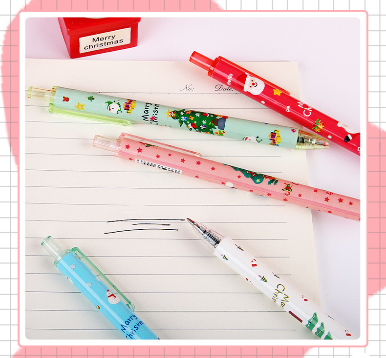 ⭐ปากกากด⭐เจลดำ ลายคริสต์มาส ไส้สีดำ 0.5📌เลือกลาย ด้ามละ 6 บาท ✔️พร้อมส่ง Ohwowshop เครื่องเขียน christmas ปากกา