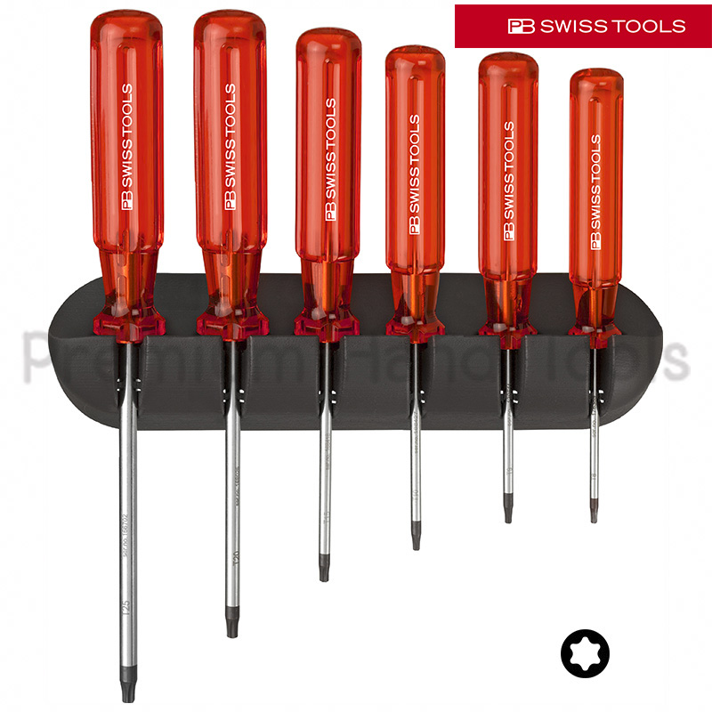 ชุดไขควง PB Swiss Tools รุ่น PB 440 หัวท๊อกซ์ หรือหัวดาวหกแฉก ด้าม Classic พร้อมที่ติดผนัง (6 ตัว/ชุด)