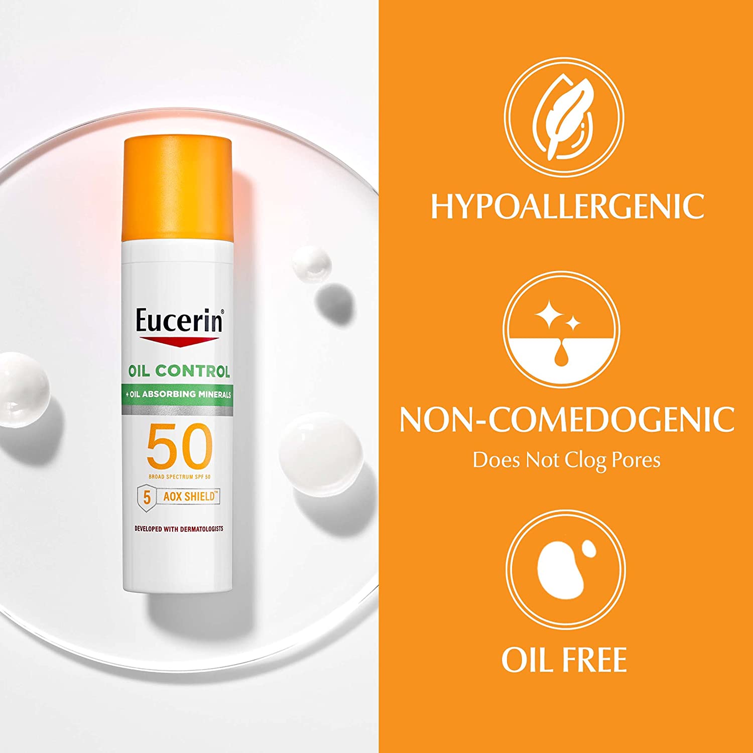 Eucerin Sun Oil Control SPF 50 Face Sunscreen Lotion with Oil Absorbing Minerals 75 ml.