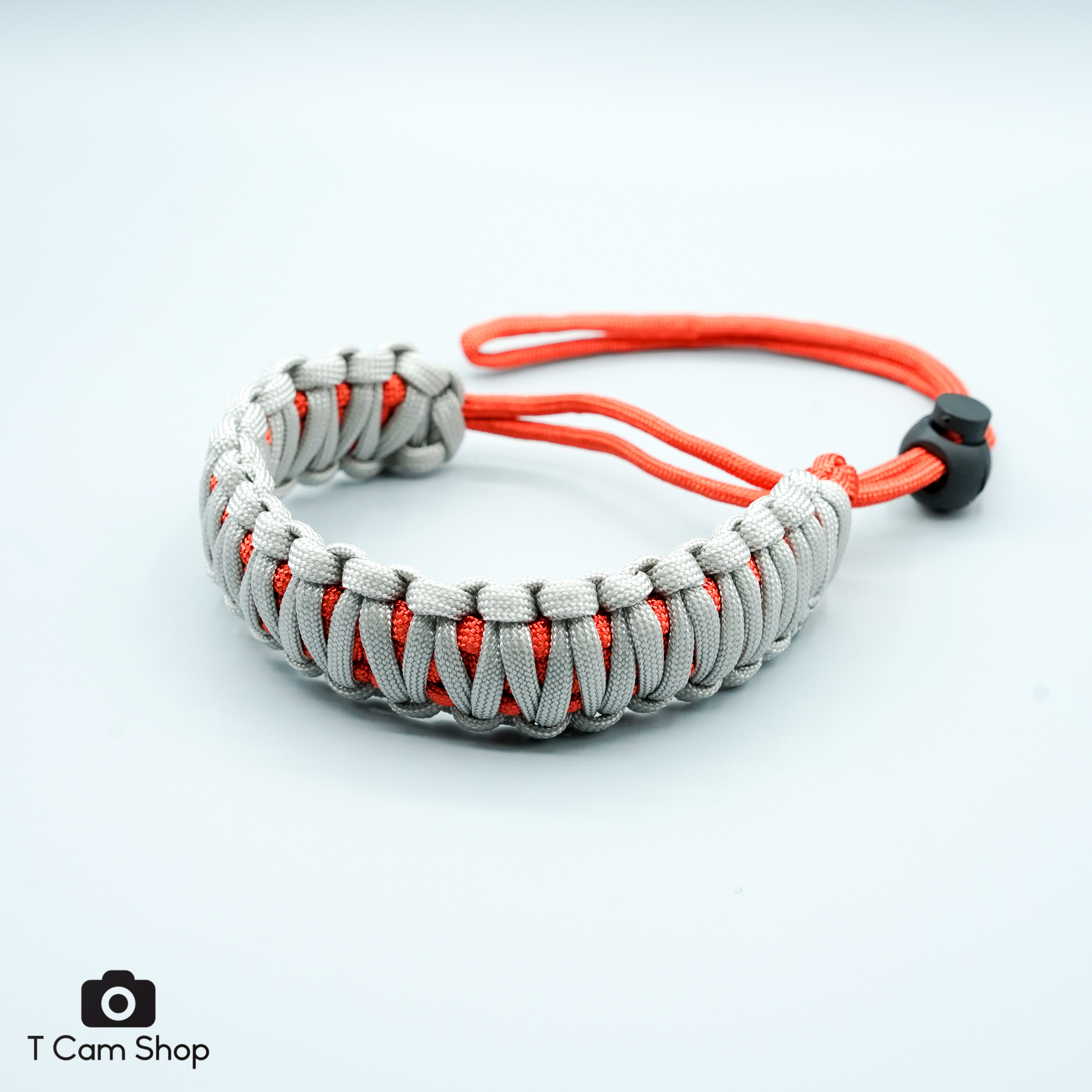 สายคล้องกล้อง (ข้อมือ) paracord เทา-แดง Double Cobra Paracord Wrist Camera Strap