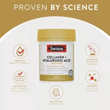 Swisse Beauty Collagen + Hyaluronic Acid Booster (80 Tablets)