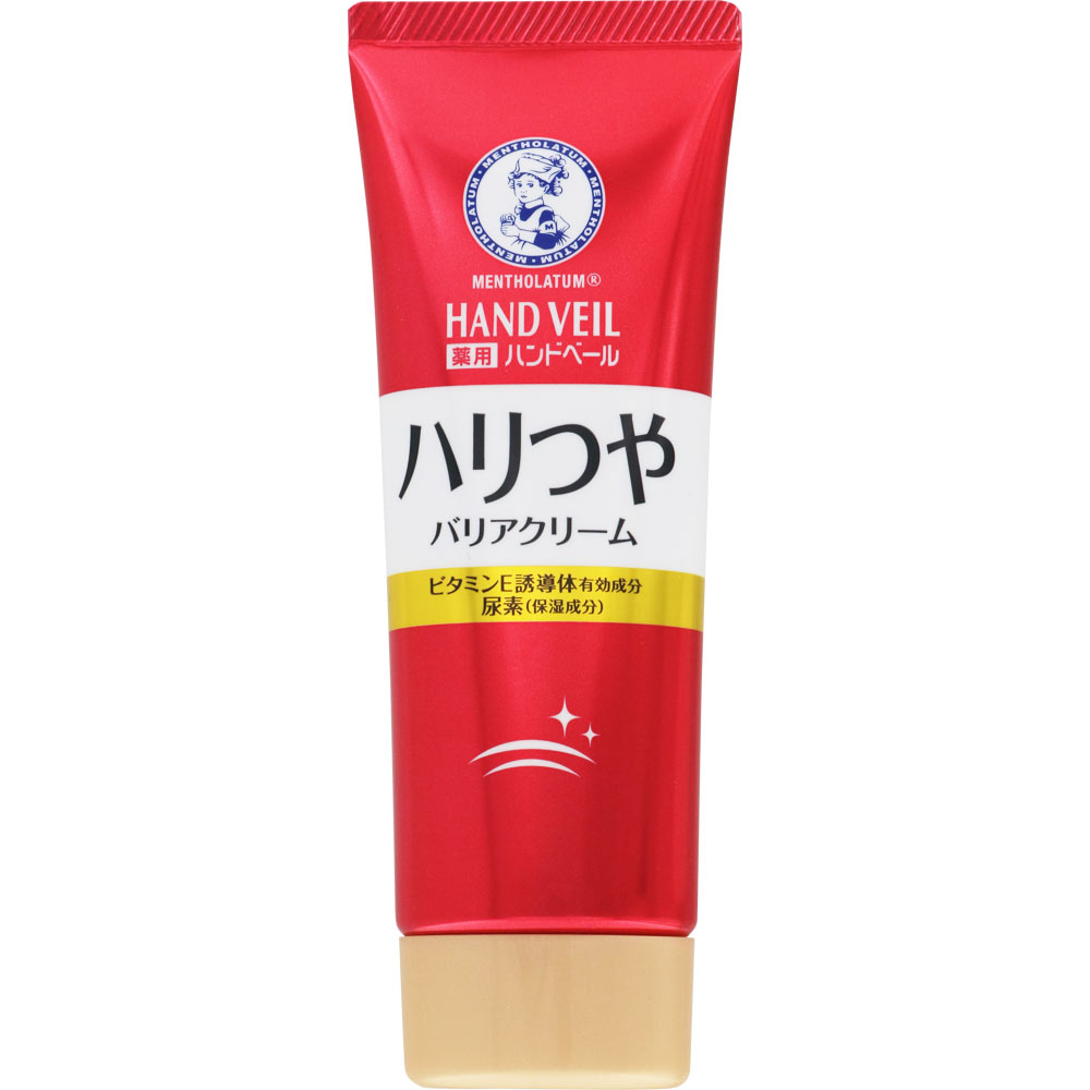 Rohto Mentholatum Hand Veil Moisture and Smooth Cream 70 g. (หลอดสีแดง เนื้อครีม เพิ่มความชุ่มชื้นให้ผิว)