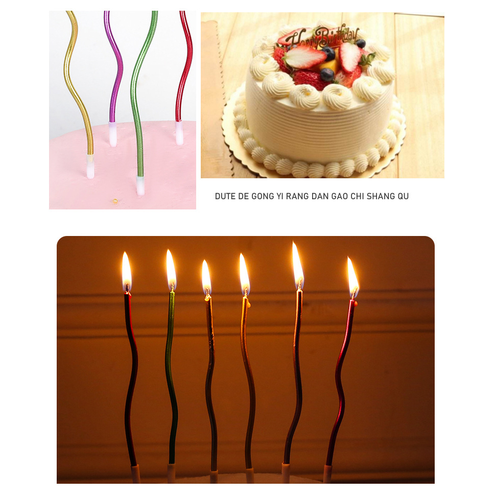 🔥สินค้าขายดี🔥 🎂เทียน Happy birthday เทียนยาว ก้านหยัก แพ็ค 6 ชิ้น ราคาแพ็คละ 6-9 บาท📌สินค้าเลือกสี✔️พร้อมส่ง Ohwowshop เทียนวันเกิด เทียนสี