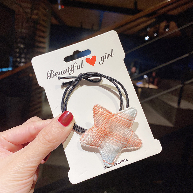 ⭐🌟ยางยืดรัดผมสองสายดาวลายลายสก๊อต ชิ้นละ 3 บาท( คละสี )✔️พร้อมส่ง Ohwowshop ยางยืด ยางมัดผม ยางยืดรัดผมเกาหลี ยางรัดผม