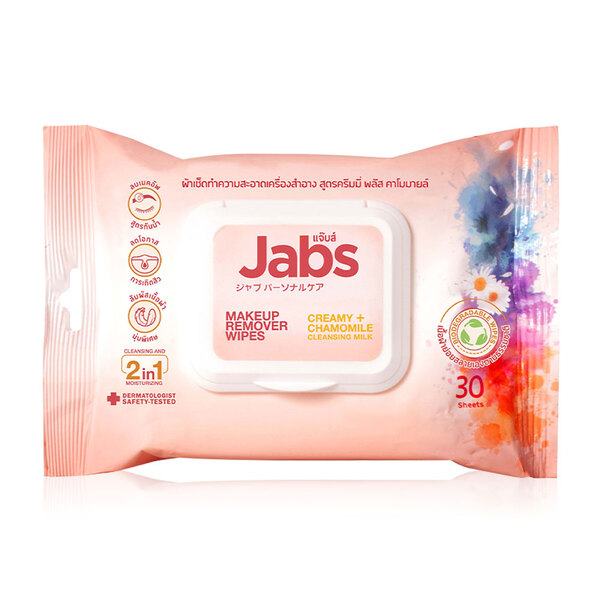 Jabs Makeup Remover Wipes Creamy + Chamomile Cleansing Milk 30 แผ่น
