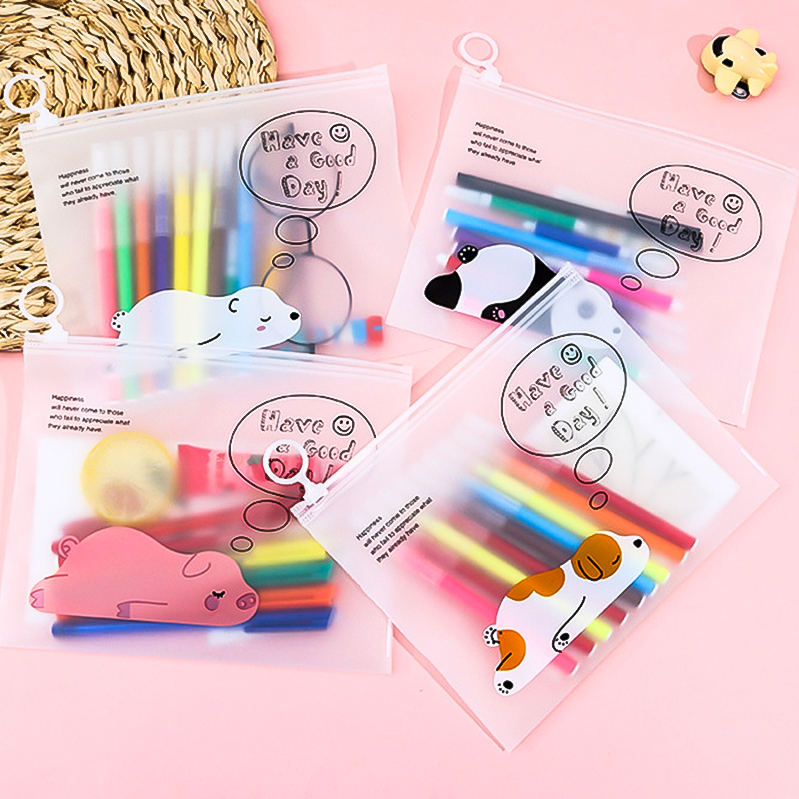 🌈🎒กระเป๋าใส่เครื่องเขียน⭐ซองซิปพลาสติก A5 การ์ตูนแฟนซี 21x16.5ซม📌เลือกลาย ราคา 4 บาท✔️พร้อมส่งในไทย เครื่องเขียน กระเป๋า กระเป๋าดินสอ
