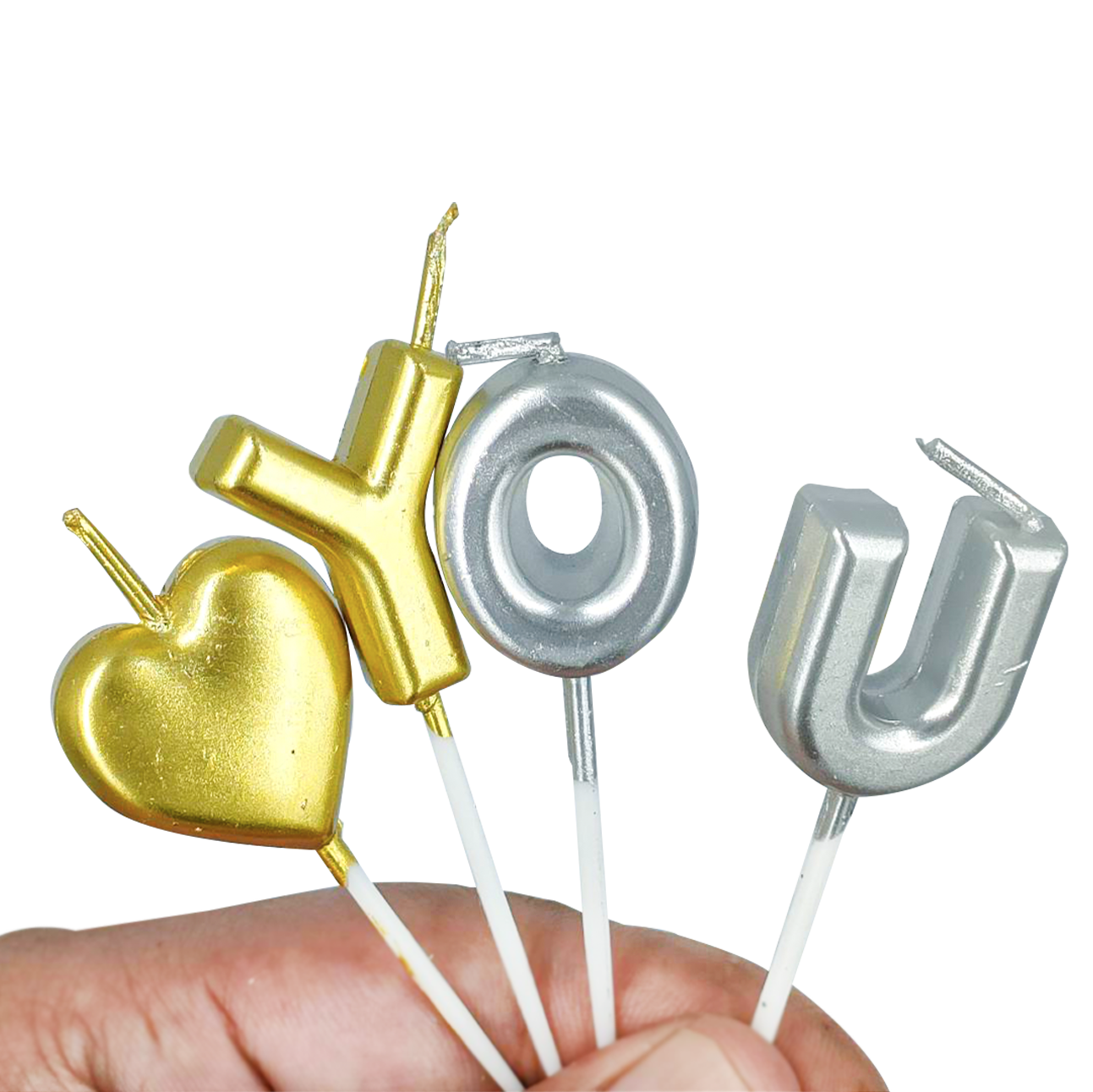 🔥สินค้าขายดี🔥 🎂เทียน I love you สีเทียน-สีเคลือบเมทัลลิค 5 ตัวอักษร ราคา 18-20 บาท📌สินค้าเลือกแบบ✔️พร้อมส่ง Ohwowshop เทียนวันเกิด เทียนสี