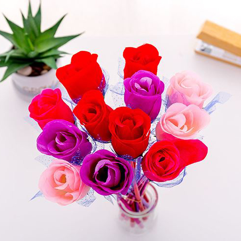 🌹ปากกากุหลาบผ้า🌹💐ไส้น้ำเงิน 0.5มม 🎲สุ่มสี✔️พร้อมส่งในไทย วาเลนไทน์