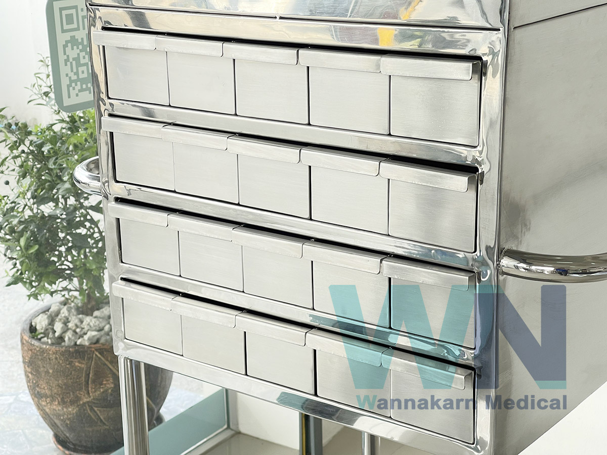 รถเข็นจ่ายยา 40 ลิ้นชัก Stainless