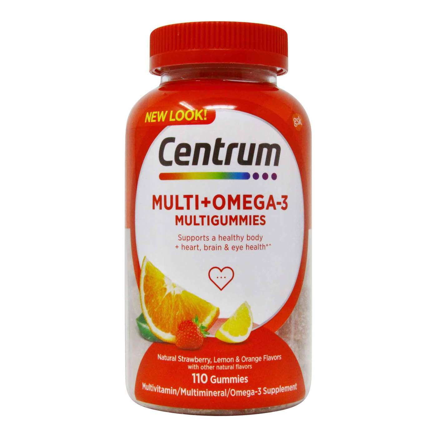 Centrum MULTI + OMEGA-3 Multi Gummies Supports a Healthy & Body + Heart, Brain & Eye Health 110 Gummies
