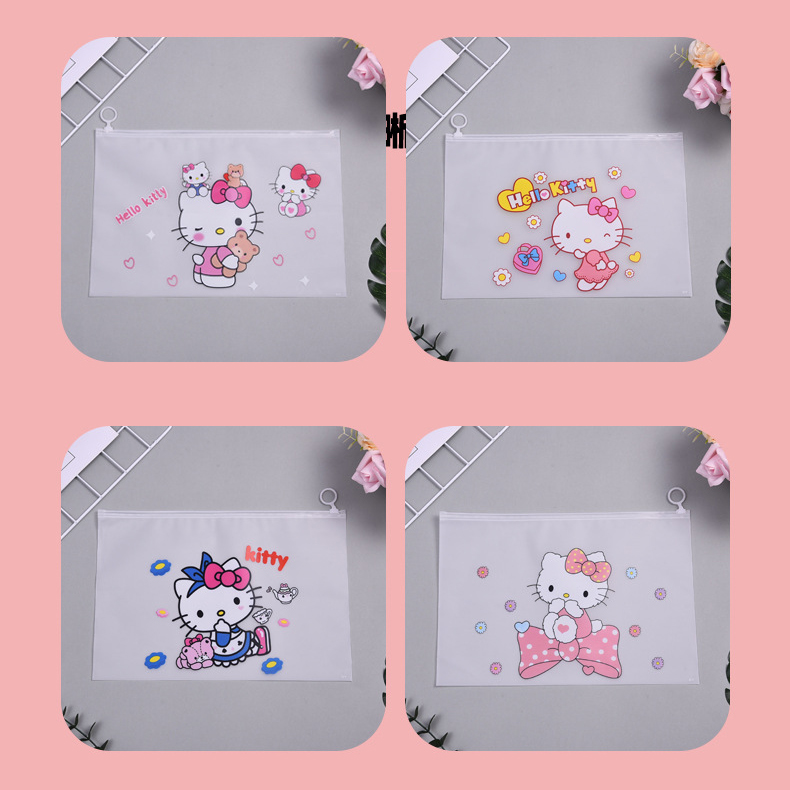 🌈ซองซิปพลาสติก A4🎒กระเป๋าใส่เครื่องเขียน⭐Hello 24x35 cm📌เลือกลาย✔️พร้อมส่งในไทย เครื่องเขียน กระเป๋า กระเป๋าดินสอ