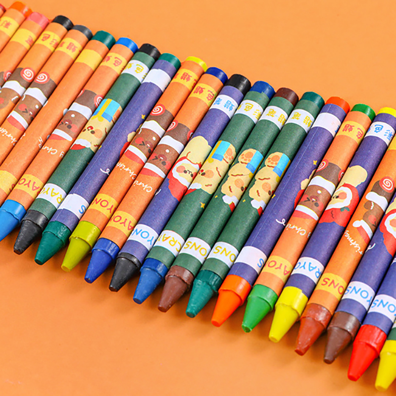 🌈สีเทียนกล่อง🌈 ลายคริสต์มาส 8 สี กล่องละ 7 บาท ✔️พร้อมส่ง Ohwowshop Color ดินสอ เครื่องเขียน merry christmas
