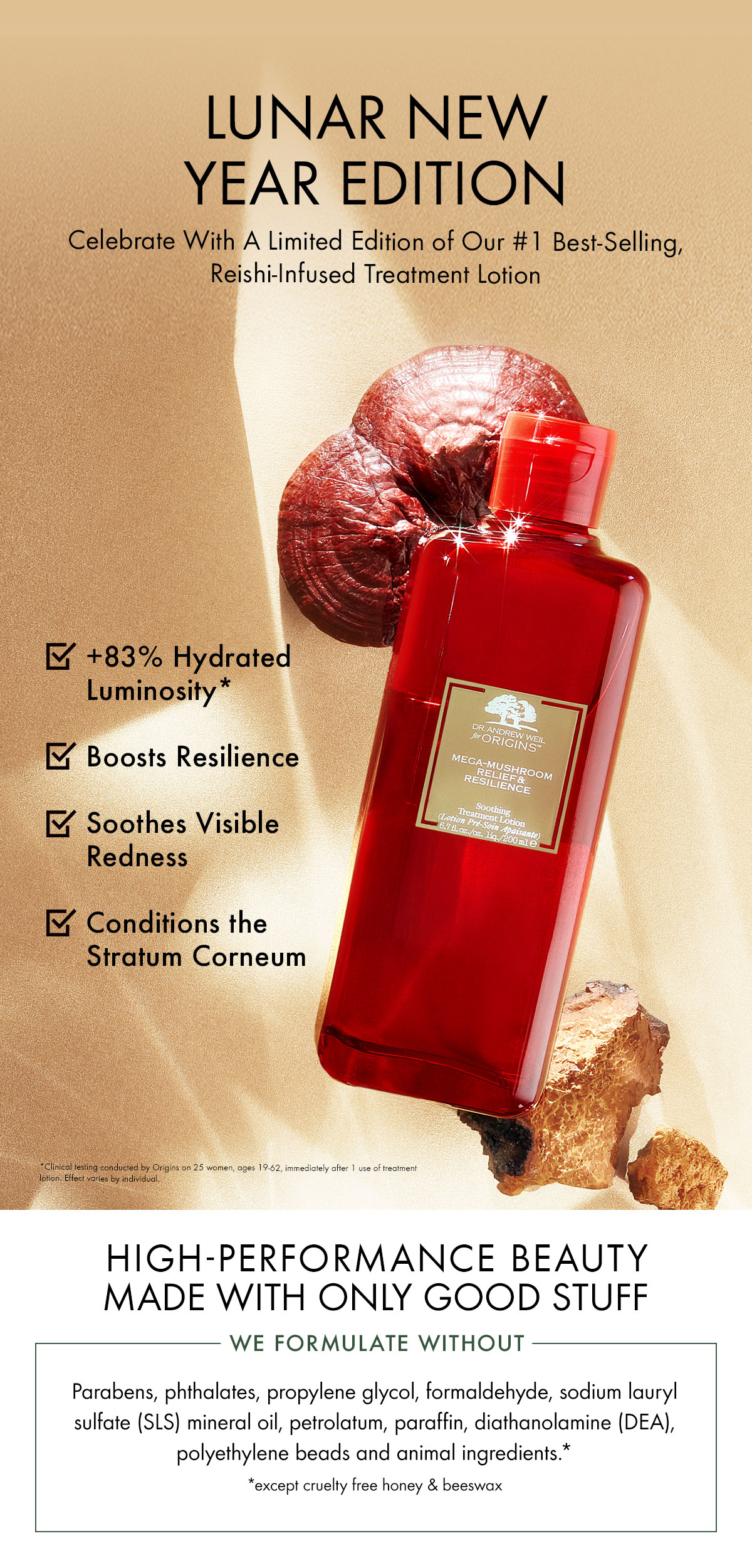 NEW !! Origins Mega-Mushroom Relief & Resilience Soothing Treatment Lotion 200 ml. Lunar New Year Edition 2021