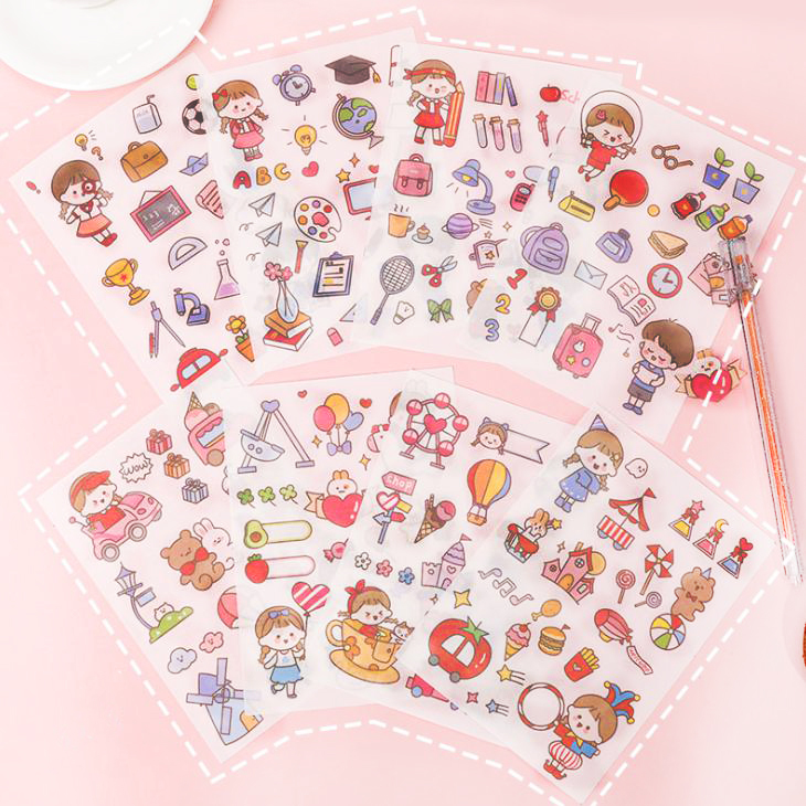 [ยกแพ็ค 6 ชิ้น]🎀สติกเกอร์ลายการ์ตูนSo Cute แบบกระดาษน่ารักสุดใจ💖ติดไดอารี่ ตกแต่งแพลนเนอร์ ของสะสมพาสเทล พร้อมส่งจุกๆ