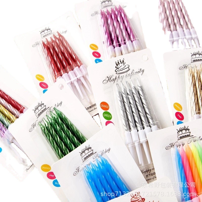 🔥สินค้าขายดี🔥 🎂เทียน Happy birthday แบบเกลียว แพ็ค 10 ชิ้น ราคาแพ็คละ 3-5 บาท📌สินค้าเลือกสี✔️พร้อมส่ง Ohwowshop เทียนวันเกิด เทียนสี