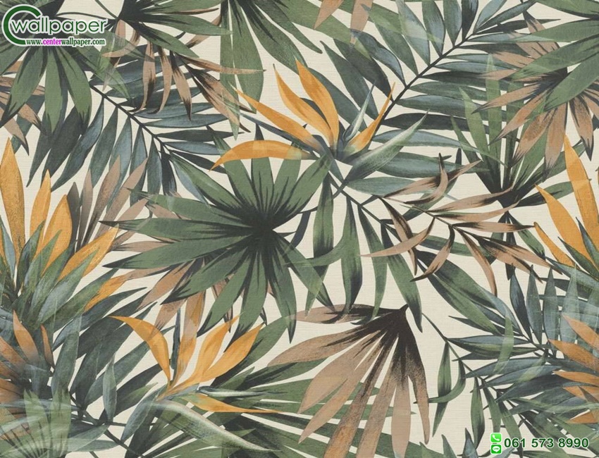 วอลเปเปอร์ติดผนังลายใบไม้ Tropical แท็กเจอร์นูน