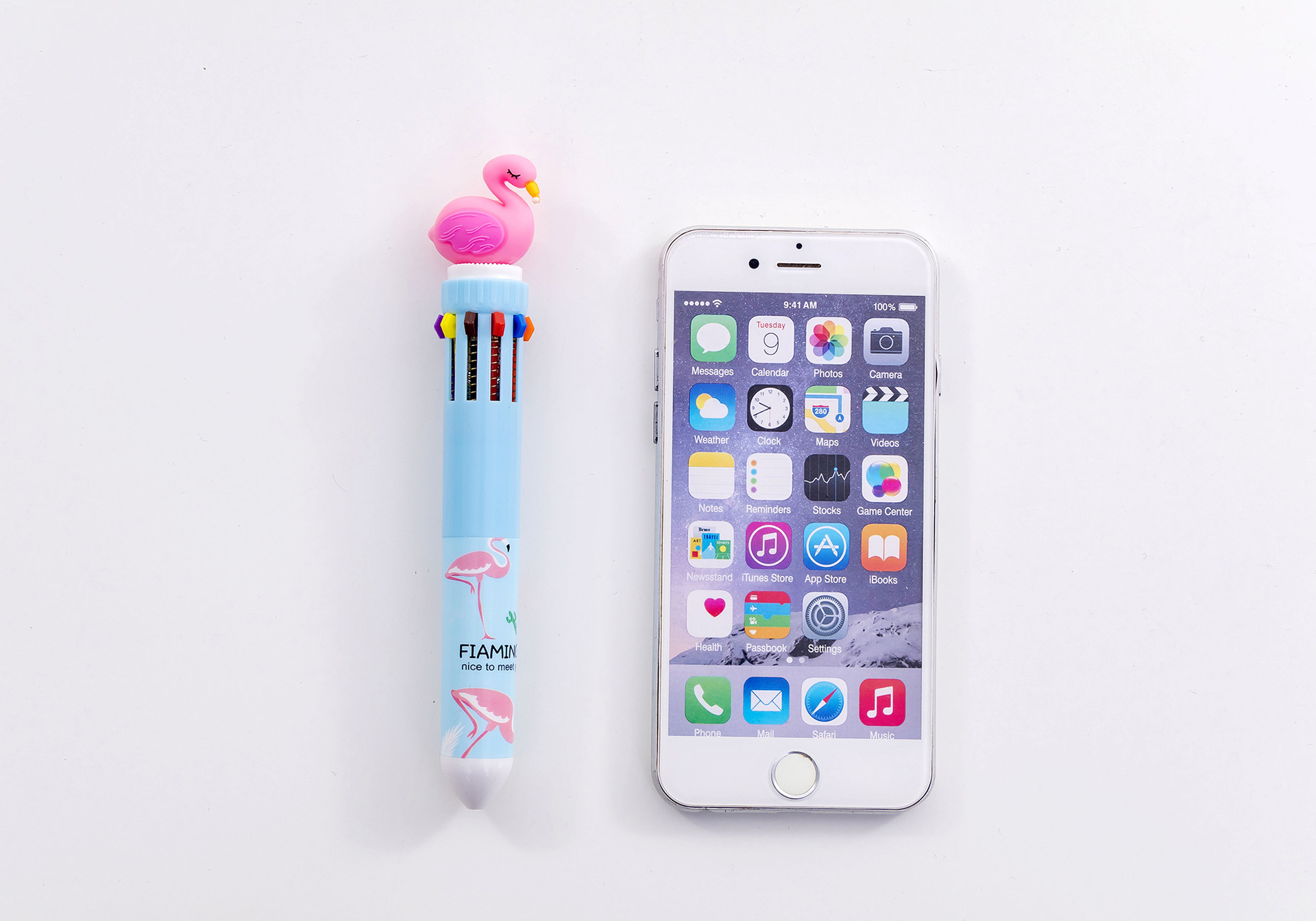 ปากกา 10สี นกฟลามิงโก ชิ้นละ 11 บาท ✔️พร้อมส่ง (🎲สุ่มลาย) Ohwowshop