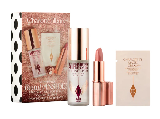 Charlotte Tilbury Sephora Beauty Insider Set Setting Spray, Lipstick & Cream