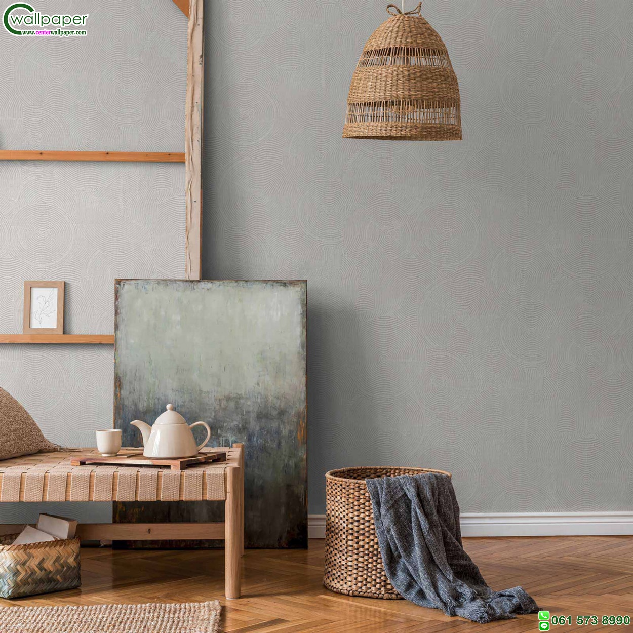 วอลเปเปอร์ลายวงกลมโมเดิร์น สีเงิน