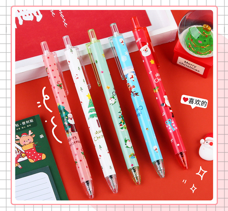 ⭐ปากกากด⭐เจลดำ ลายคริสต์มาส ไส้สีดำ 0.5📌เลือกลาย ด้ามละ 6 บาท ✔️พร้อมส่ง Ohwowshop เครื่องเขียน christmas ปากกา