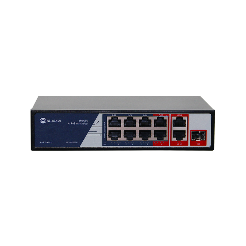 HS-SW10 2P8 S1 HBT-AI 10 CH AI WITH BT HYBRID POE SWITCH PoE Ports:PoE1~6 100Mbps , PoE Ports:PoE7~8 1000Mbps 60Watts