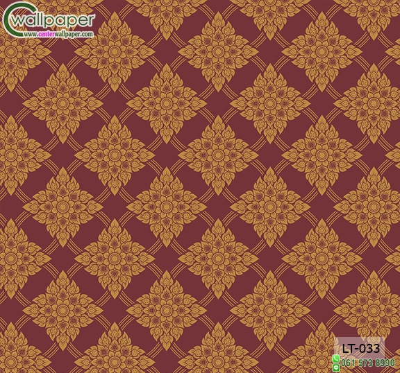 wallpaper ลายไทยห้องพระ ลายประจำยามสีแดง