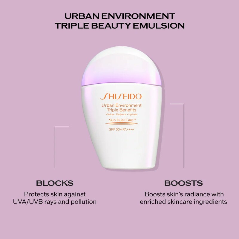 Shiseido Urban Environment Triple Beauty Suncare Emulsion SPF50+ PA++++ 30 ml.
