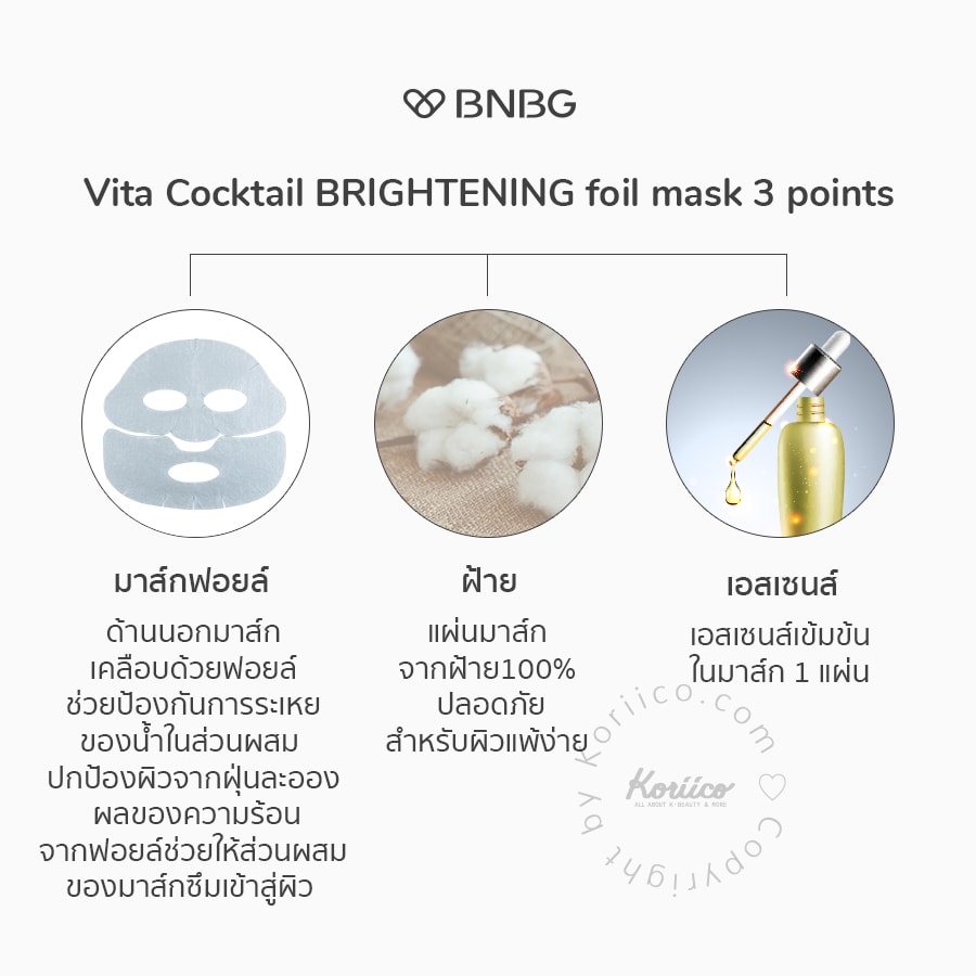 BANOBAGI Vita Cocktail Foil Mask (สีเงิน Brightening)