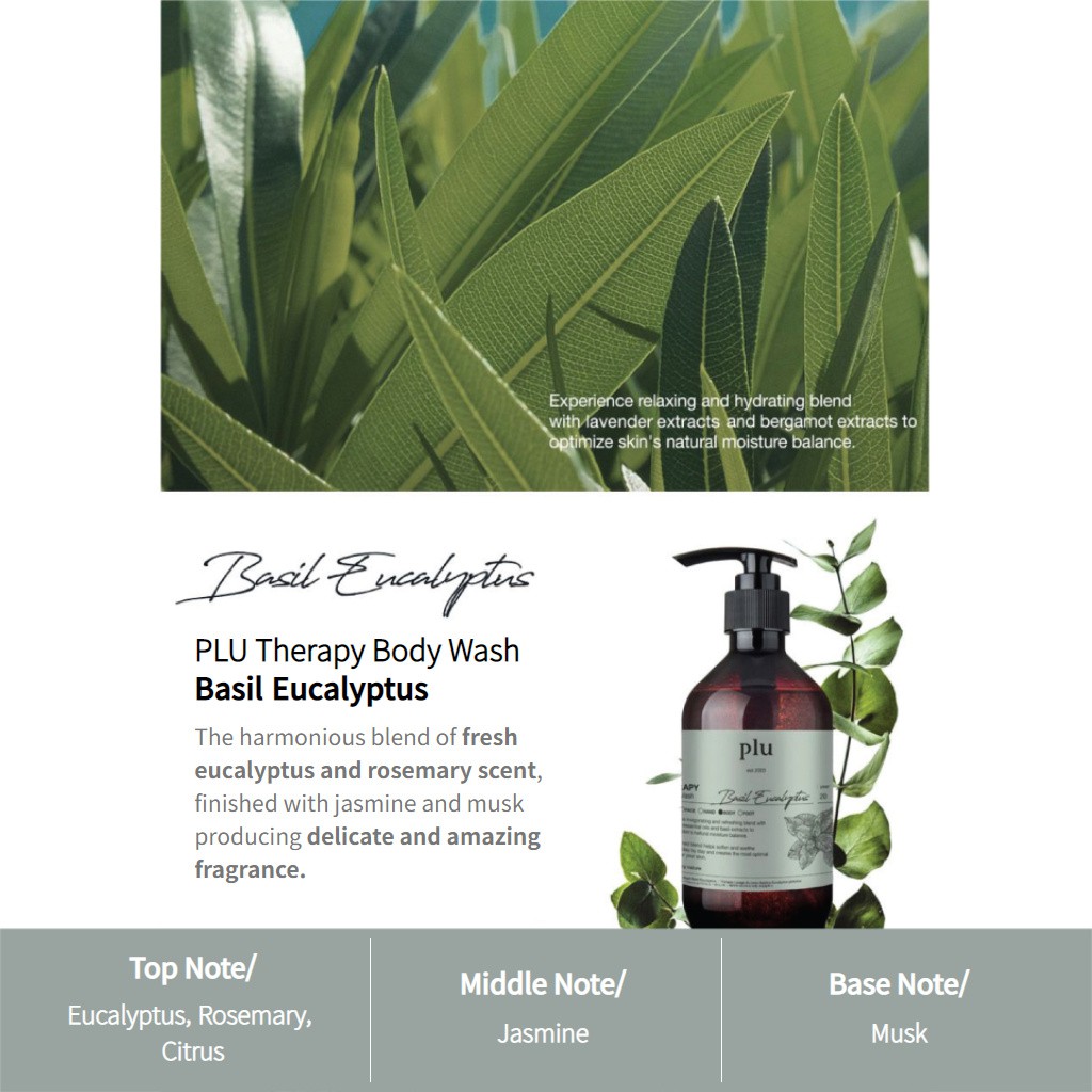 Plu Therapy Body Wash 500 ml. #Basil Eucalyptus