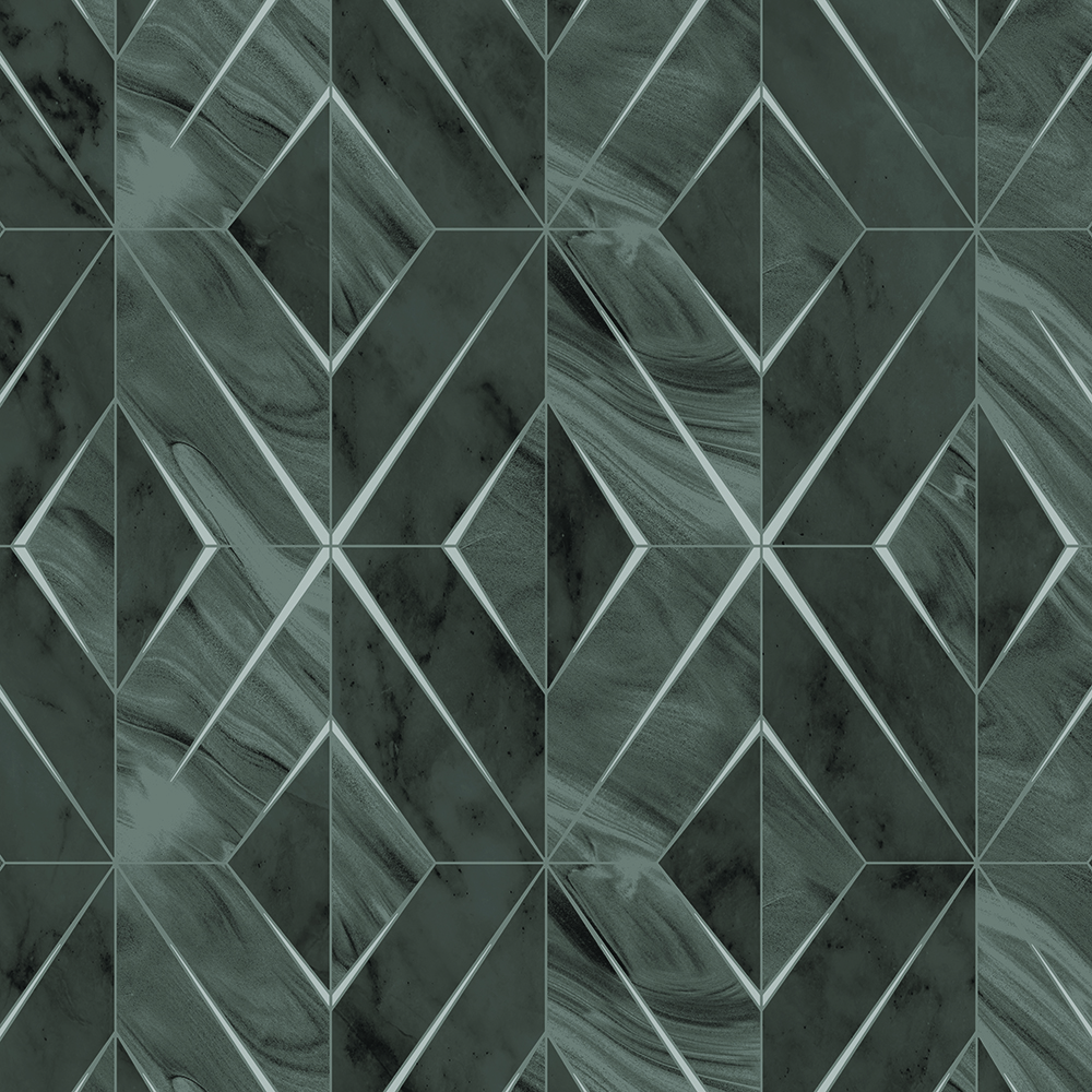 วอลเปเปอร์เกาหลีหน้ากว้างลายหินอ่อนกราฟฟิค สีดำ