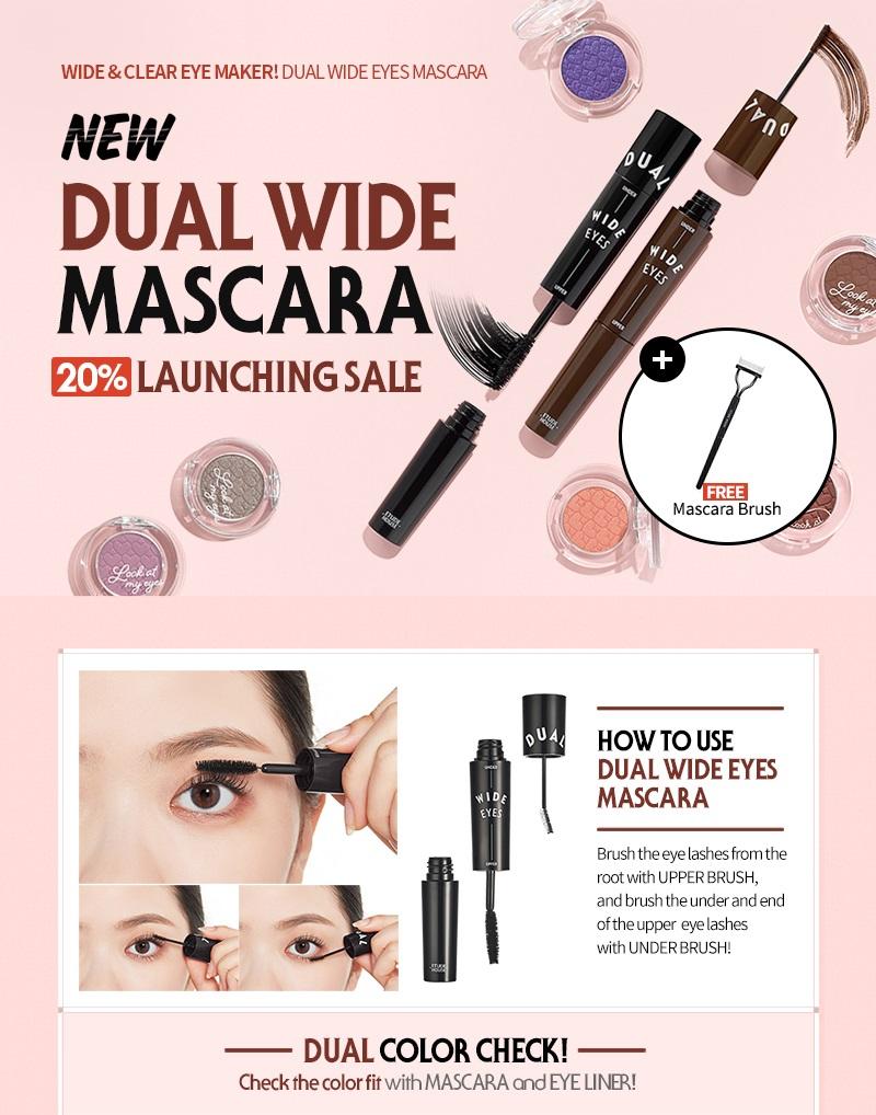 Etude House Dual Wide Eyes Mascara Black x Black 5 g. + 3.5 g.