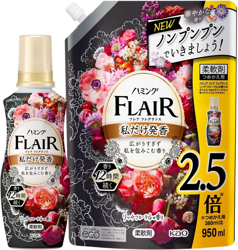 Kao Flair Fragrance Softener 2.5 950 ml. #Rich Floral กลิ่นผลไม้อ่อน ๆ เข้ากับกลิ่นแมกไม้และมัสค์ที่เข้มข้น (Refill)