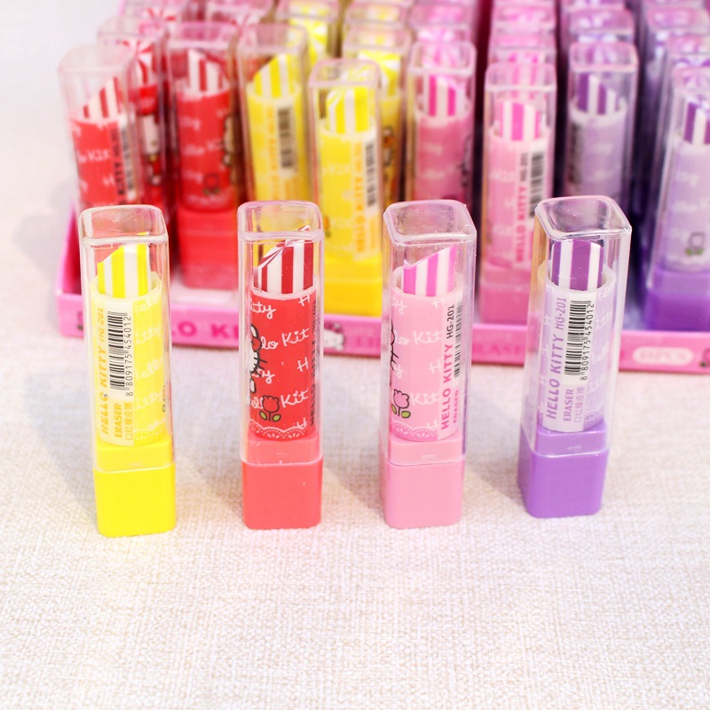 ยางลบทรงลิปสติกลายการ์ตูนคิดตี้สุดน่ารัก ชิ้นละ 6 บาท : ✔️พร้อมส่ง (🎲สุ่มลาย) Ohwowshop