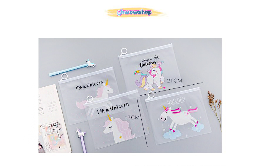 กระเป๋าใส่เครื่องเขียน A5 ลายม้ายูนิคอร์น 17cm x 21cm (🎲สุ่มลาย) ชิ้นละ 3 บาท ✔️พร้อมส่ง Ohwowshop
