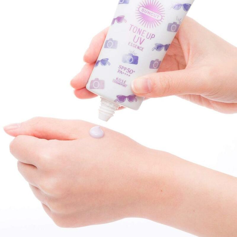 Kose Suncut Sunscreen Tone Up UV Essence SPF 50+ PA++++ Waterproof 80 g. #สีม่วง