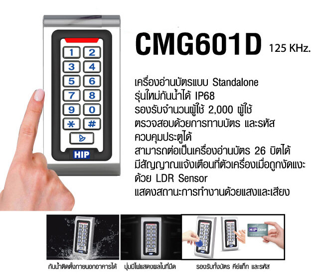 HIP CMG601 เครื่องอ่านบัตรแบบ Standalone รุ่นใหม่กันน้ำ IP68