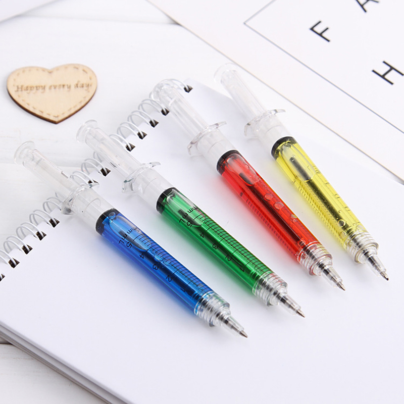 🌈ปากการูปทรงเข็มฉีดยา🌈 ลูกลื่นไส้สีดำ 🎲สุ่มสี✔️พร้อมส่งในไทย ของขวัญ ของชำร่วย ปากกา ลูกลื่น