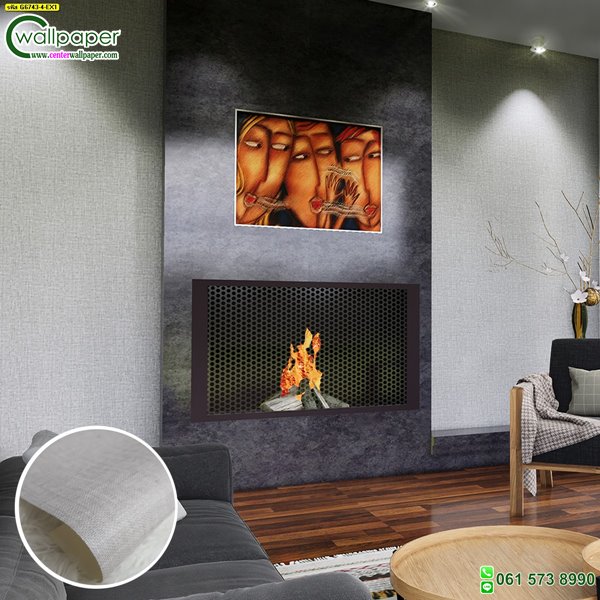 วอลเปเปอร์ติดผนังสีเทา No.G6743-4 ลายกระสอบสีเทา-G6743-4-EX1