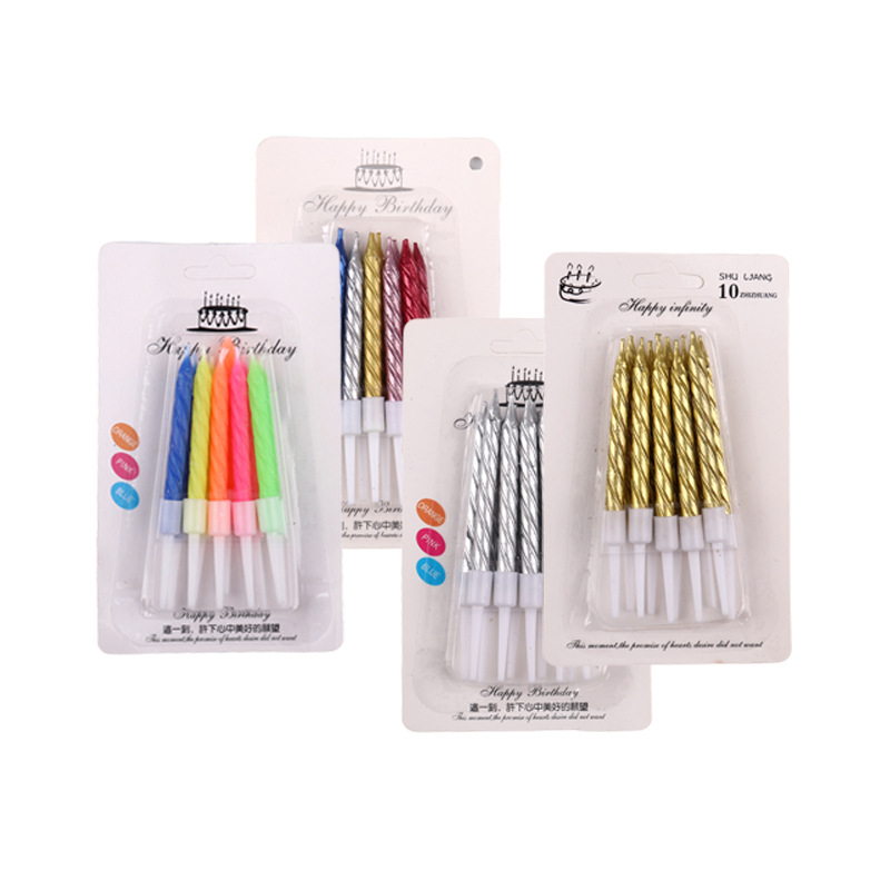 🔥สินค้าขายดี🔥 🎂เทียน Happy birthday แบบเกลียว แพ็ค 10 ชิ้น ราคาแพ็คละ 3-5 บาท📌สินค้าเลือกสี✔️พร้อมส่ง Ohwowshop เทียนวันเกิด เทียนสี